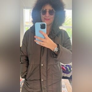 Womens UD Utex Design Brown Irridecent Goose Down-Fill High Coat Size M